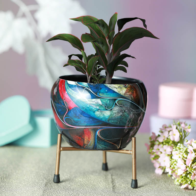 Buy Glaze Glam Handcrafted Planter With Stand - Four Piece Set Pots & Planters from Vaaree