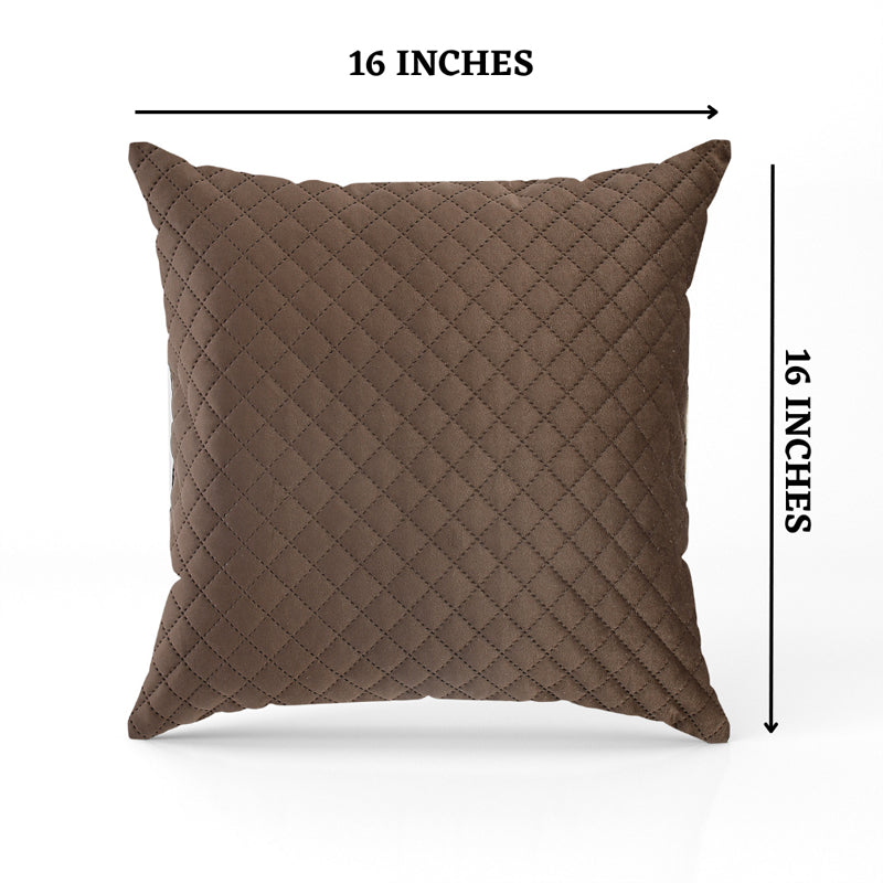 Buy Orson Quilted Velvet Cushion Cover (Brown) - Set Of Five Cushion Cover Sets from Vaaree