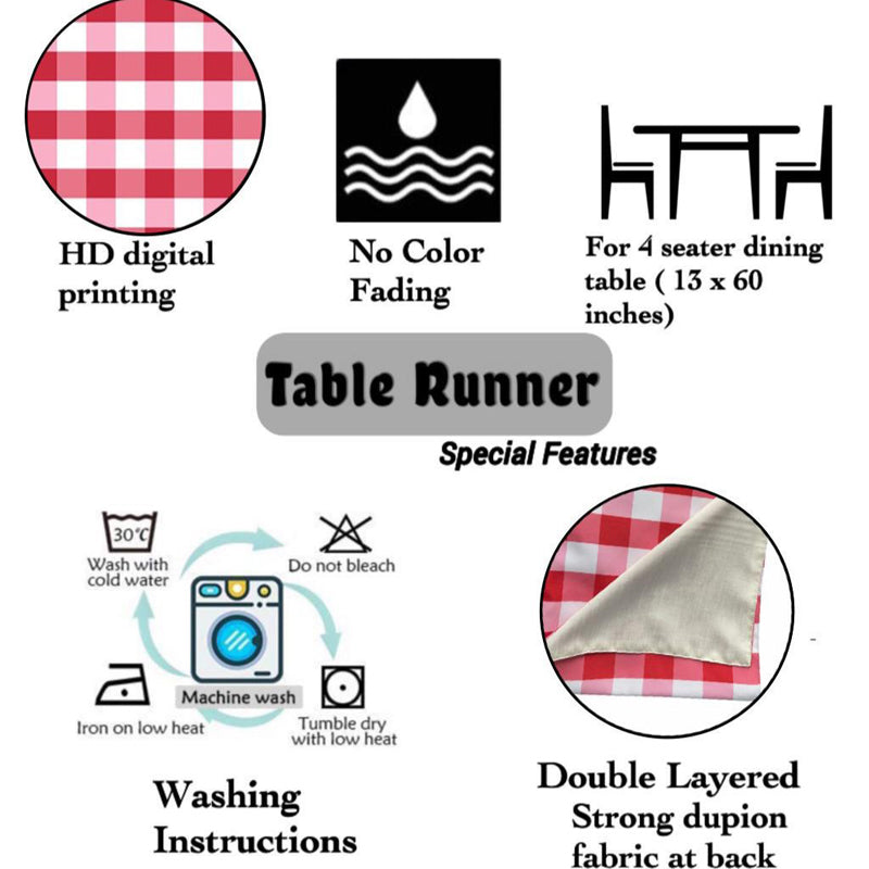 Buy Mabel Checkered Table Runner - Red Table Runner from Vaaree