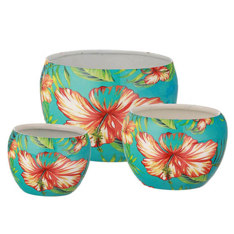 Buy Hibiscus Handcrafted Planter - Set Of Three Pots & Planters from Vaaree