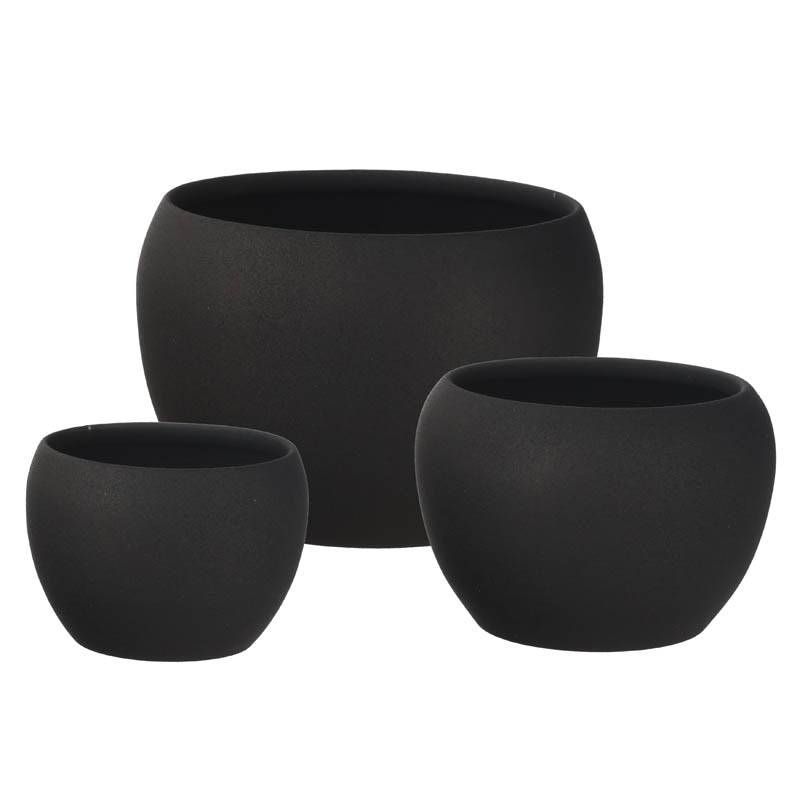 Buy Alisha Handcrafted Matte Planter (Black) - Set Of Three Pots & Planters from Vaaree