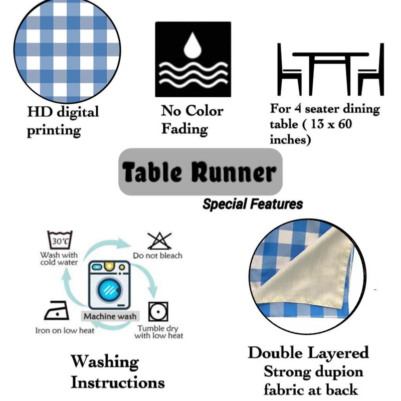 Table Runner - Mabel Checkered Table Runner - Blue