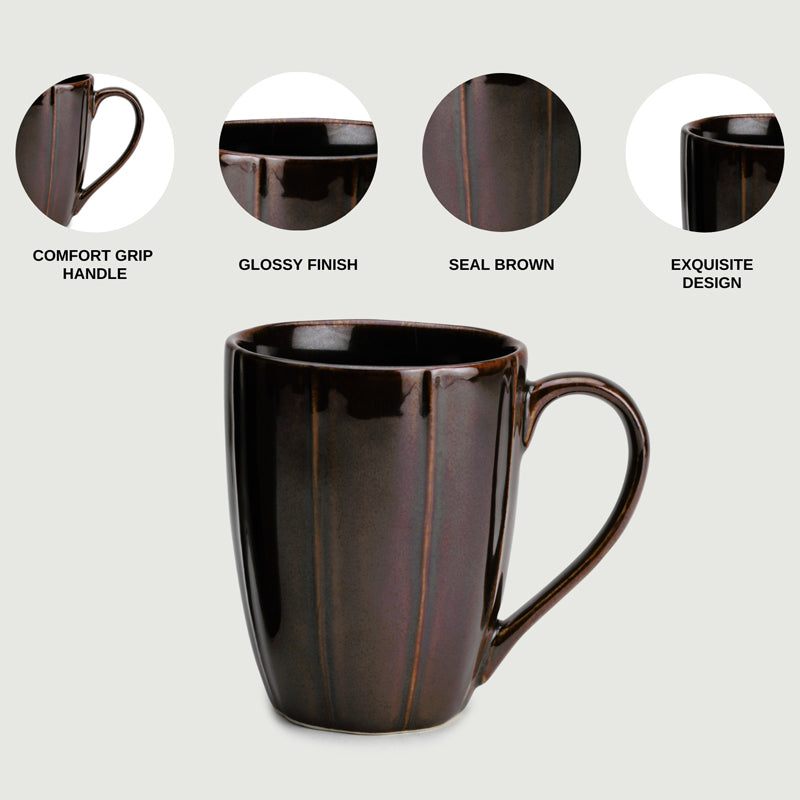 Buy Ciro Brown Ceramic Mug (300 ML) - Set Of Two Mug & Tea Cup from Vaaree