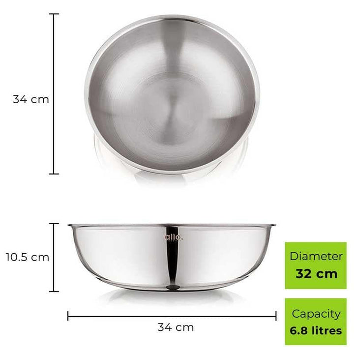 Buy Tobie Stainless Steel Bowl - 6800 ML at Vaaree online | Beautiful Mixing Bowl to choose from