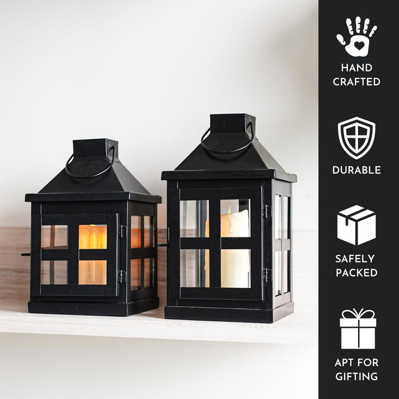 Buy Dukio Lantern Tealight Candle Holder (Black) - Set Of Two Tea Light Candle Holders from Vaaree