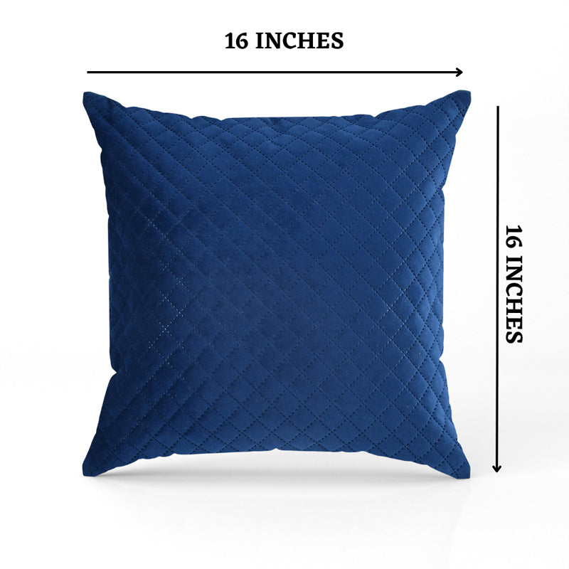 Buy Orson Quilted Velvet Cushion Cover (Blue) - Set Of Five Cushion Cover Sets from Vaaree