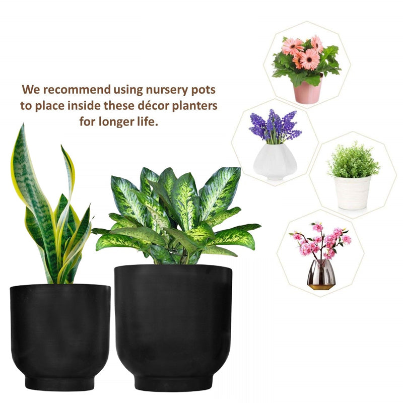 Buy Bromo Metal Planter (Balck) - Set Of Two Pots & Planters from Vaaree