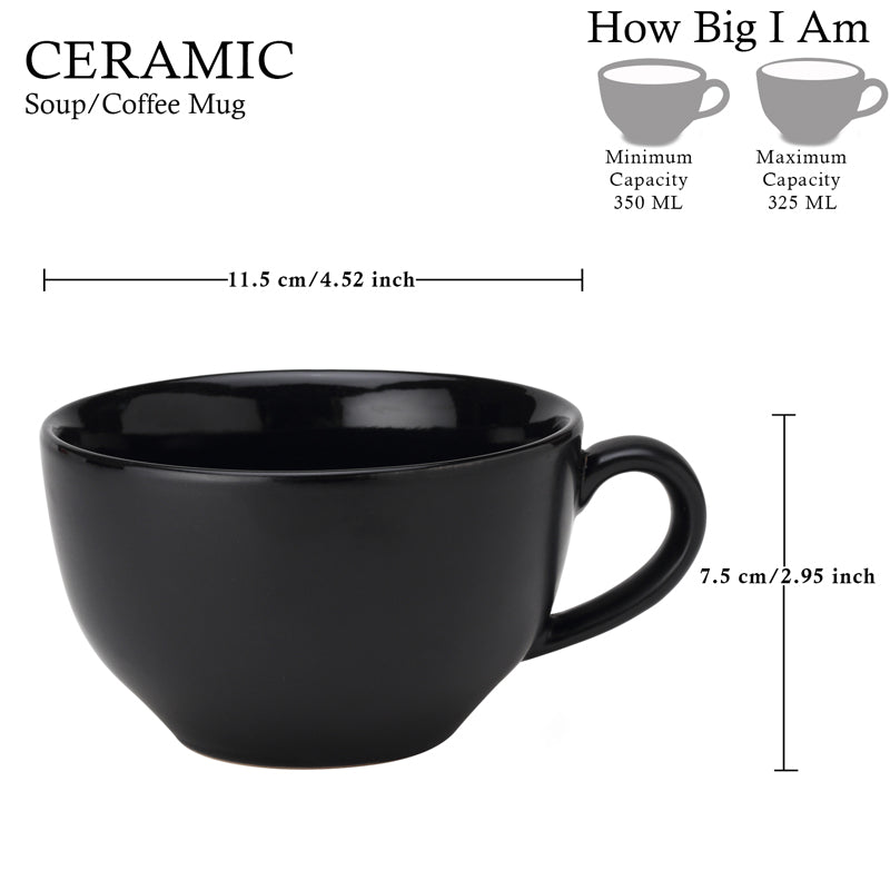 Buy Ruby Black Ceramic Mug (350 ML) - Set Of Two Mug & Tea Cup from Vaaree