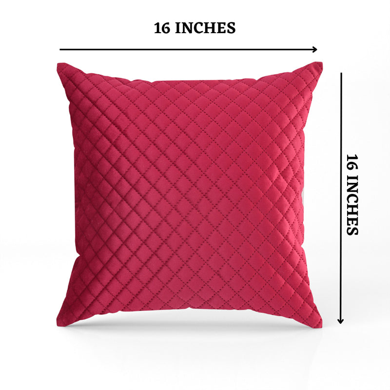 Buy Orson Quilted Velvet Cushion Cover (Red) - Set Of Five Cushion Cover Sets from Vaaree