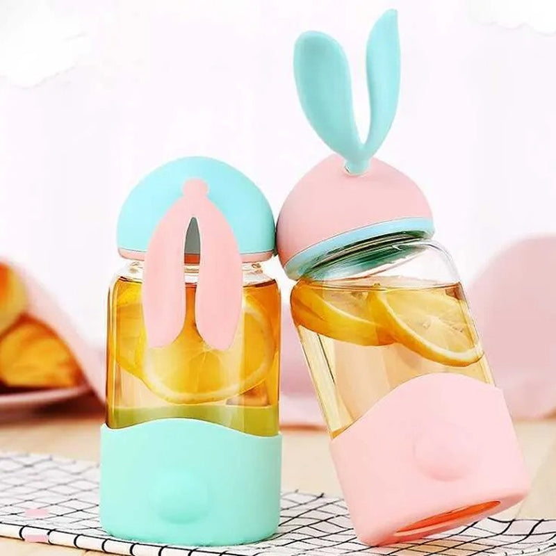 Bottle - Bunny Play Kids 330 ML Water Bottle (Peach & Pastel Green) - Set Of Two