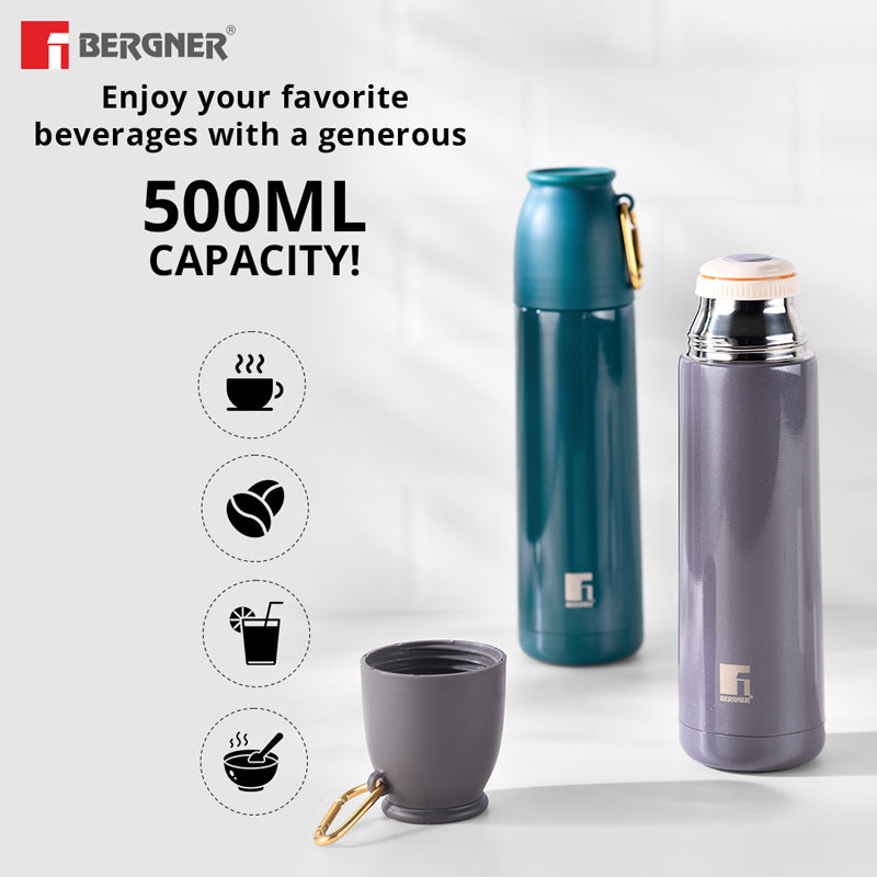 Flask - Bergner Walking Thermosteel Hot and Cold Flask (Grey) -500 ML