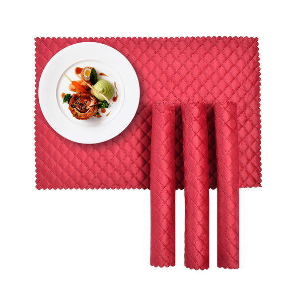 Buy Osric Velvet Quilted Placemat (Red) - Set Of Six Table Mats from Vaaree