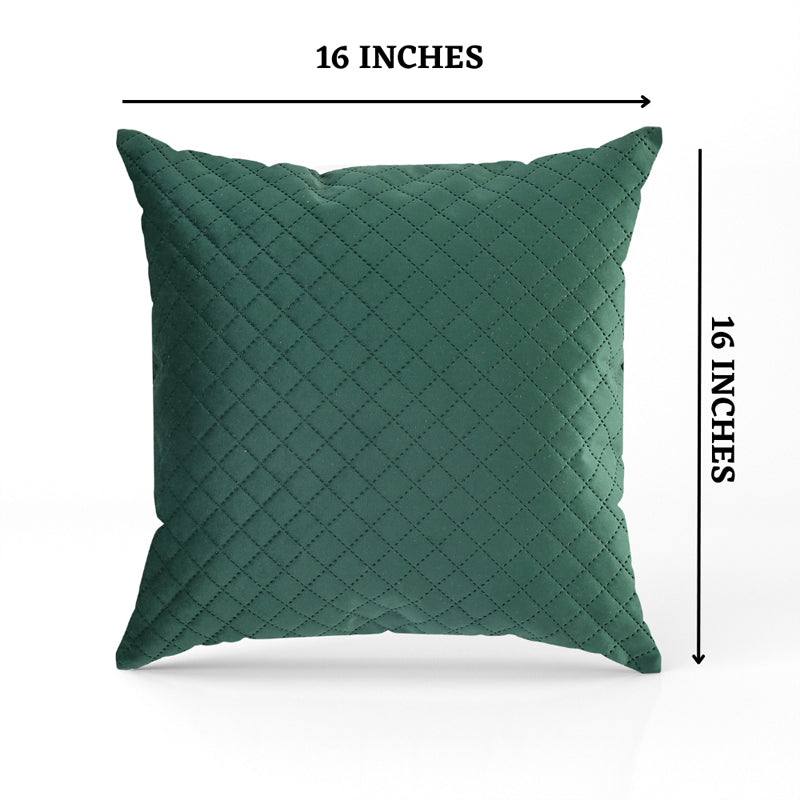 Buy Orson Quilted Velvet Cushion Cover (Green) - Set Of Five Cushion Cover Sets from Vaaree