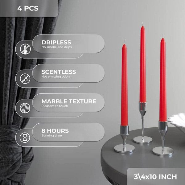 Buy Koris Taper Candle (Red) - Set Of Four Candles from Vaaree