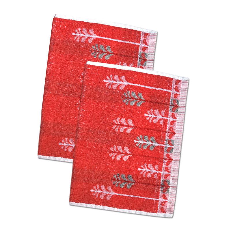 Buy Treevo Hand Towel (Red) - Set Of Two Hand & Face Towels from Vaaree