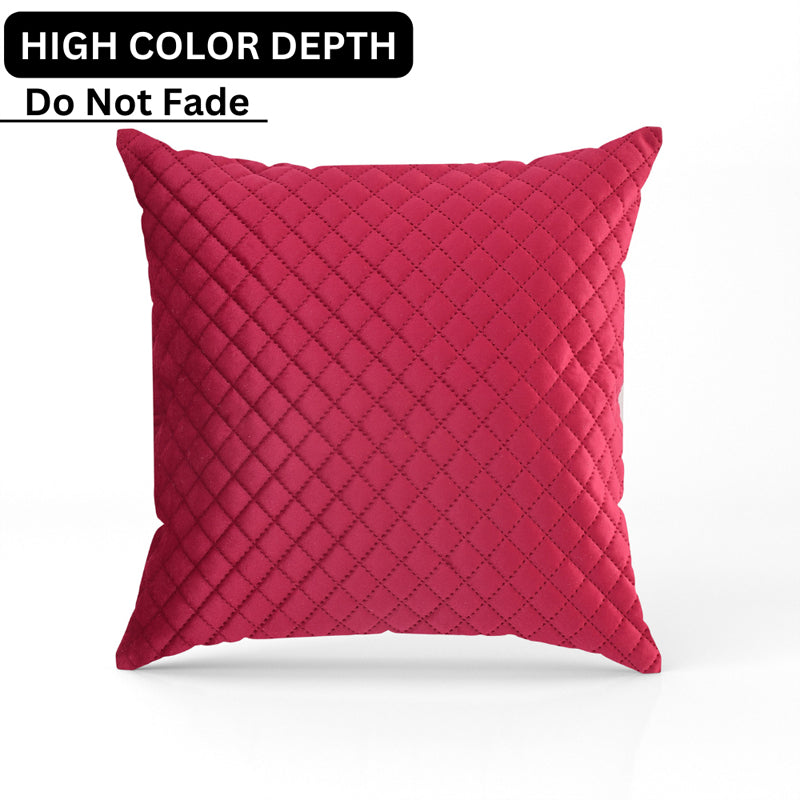 Buy Orson Quilted Velvet Cushion Cover (Red) - Set Of Five Cushion Cover Sets from Vaaree