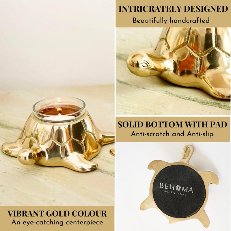 Buy Rathu Metal Turtle Tealight Candle Holder - Set Of Two Tea Light Candle Holders from Vaaree