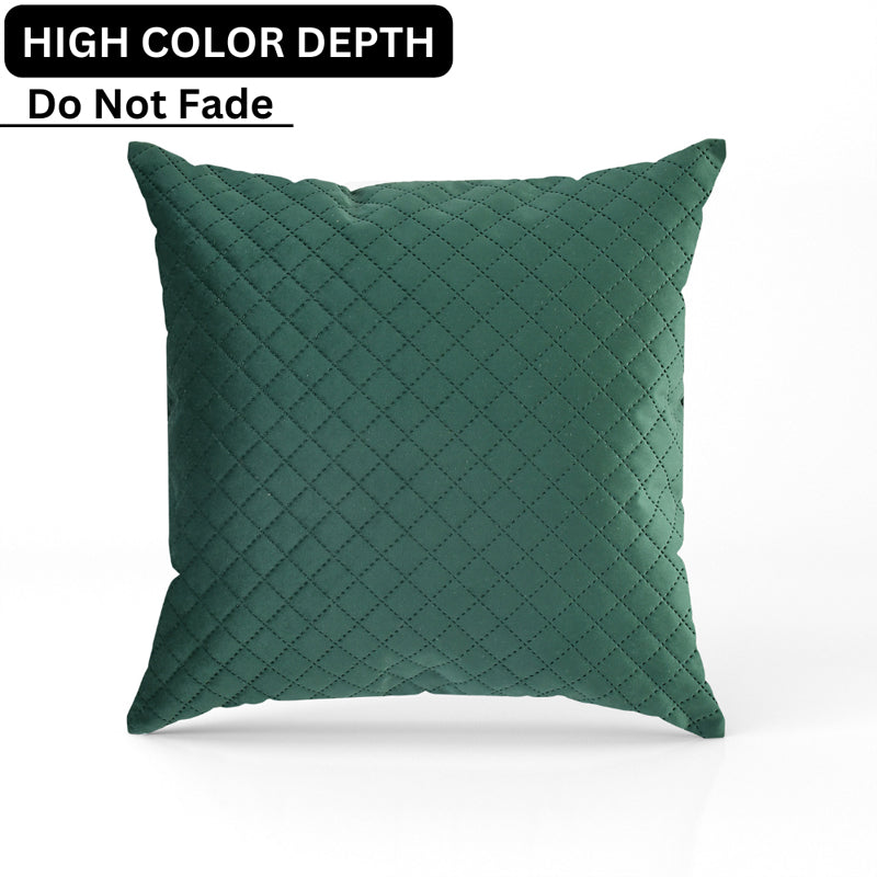 Buy Orson Quilted Velvet Cushion Cover (Green) - Set Of Five Cushion Cover Sets from Vaaree