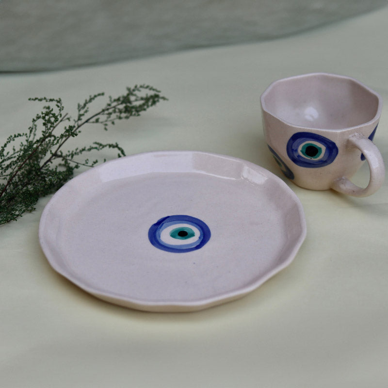 Buy Evil Eye Cup & Snack Plate - Two Piece Set Tea Cup & Saucer from Vaaree