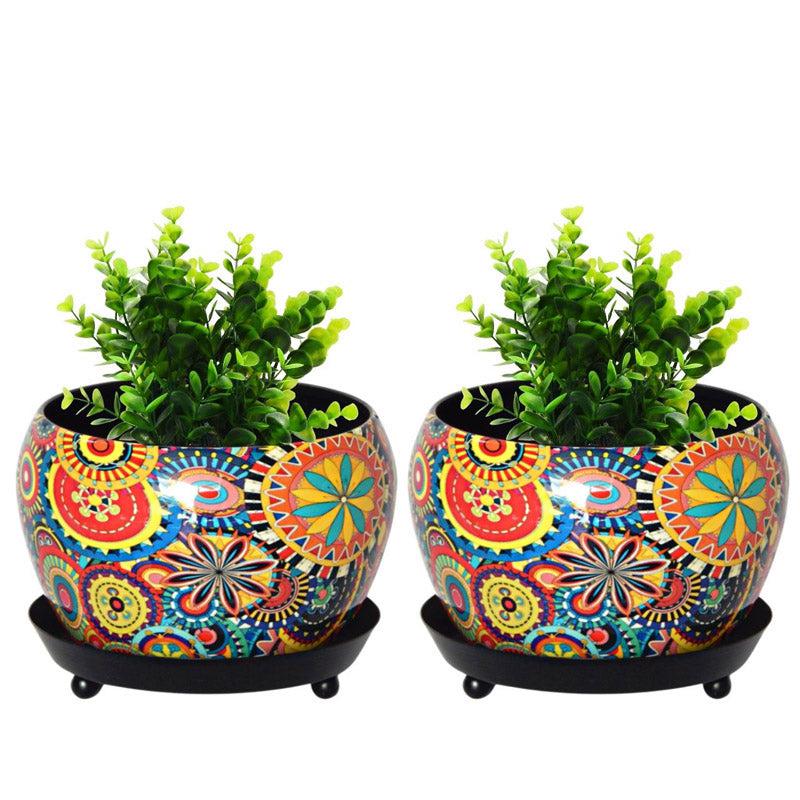 Buy Druva Ethnic Planter With Plate - Set Of Two Pots & Planters from Vaaree