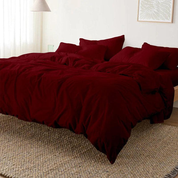 Buy Elisima Solid Duvet Cover - Maroon Duvet Covers from Vaaree