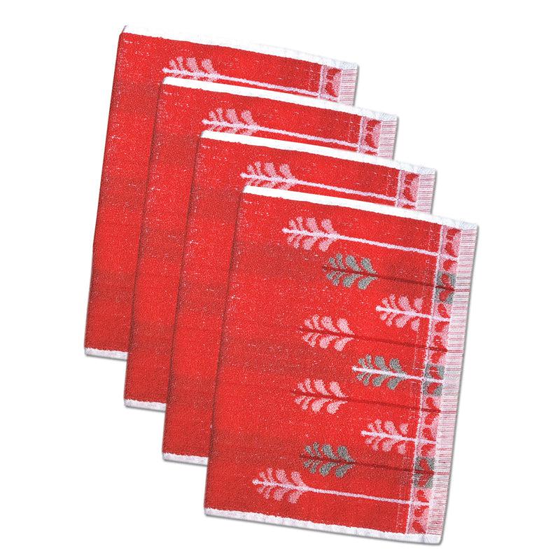 Buy Treevo Hand Towel (Red) - Set Of Four Hand & Face Towels from Vaaree