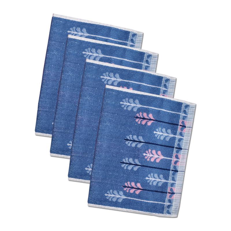 Buy Treevo Hand Towel (Blue) - Set Of Four Hand & Face Towels from Vaaree