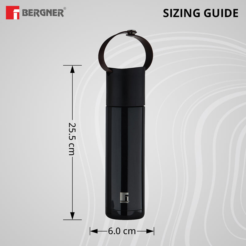 Flask - Bergner Walking Thermosteel Hot and Cold Flask (Black) - 500 ML