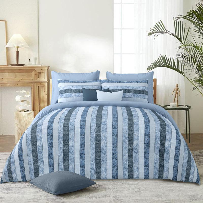 Bedsheets - Ishya Striped Bedsheet - Blue