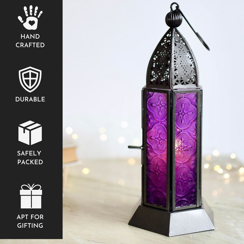 Buy Inthiya Lantern Tealight Candle Holder - Purple Tea Light Candle Holders from Vaaree