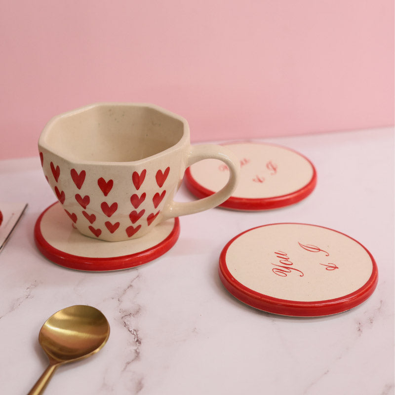 Buy Heart Haily Cup & Coaster - Two Piece Set Mug & Tea Cup from Vaaree