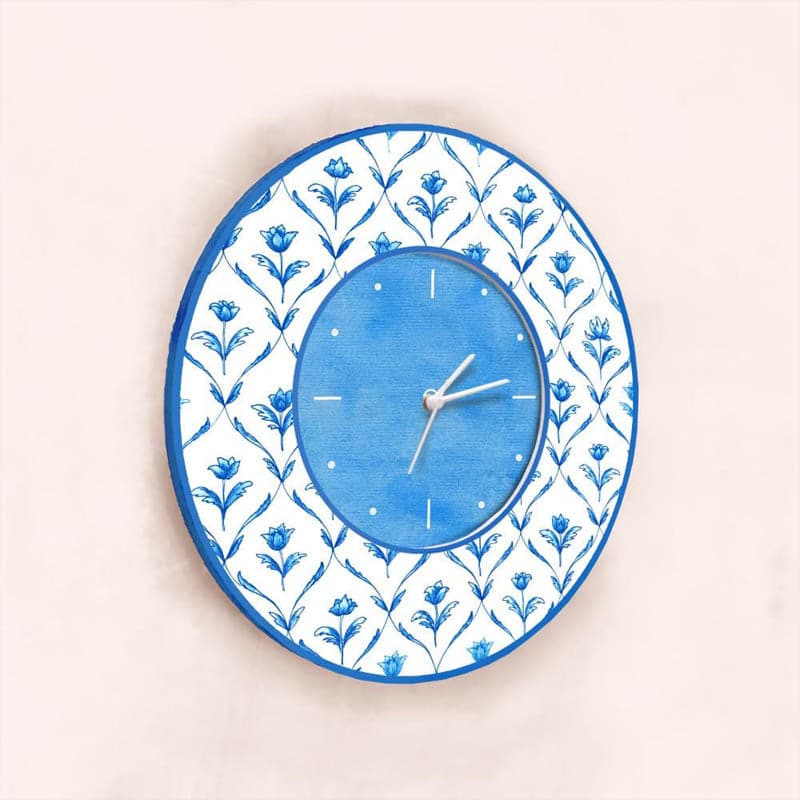 Buy Ethnic Rosa Wall Clock - Blue Wall Clock from Vaaree