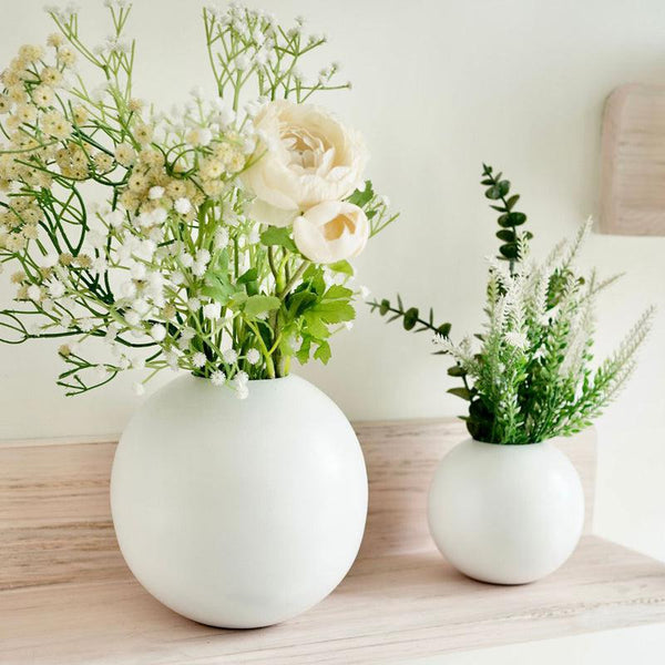 Zurmo Round Metal Vase (White) - Set Of Two