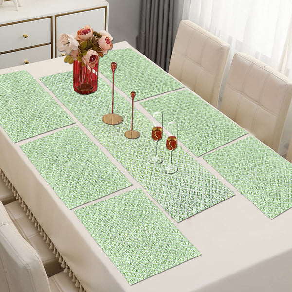 Kitchen Set - Glama Green Runner & Placemat - Seven Piece Set