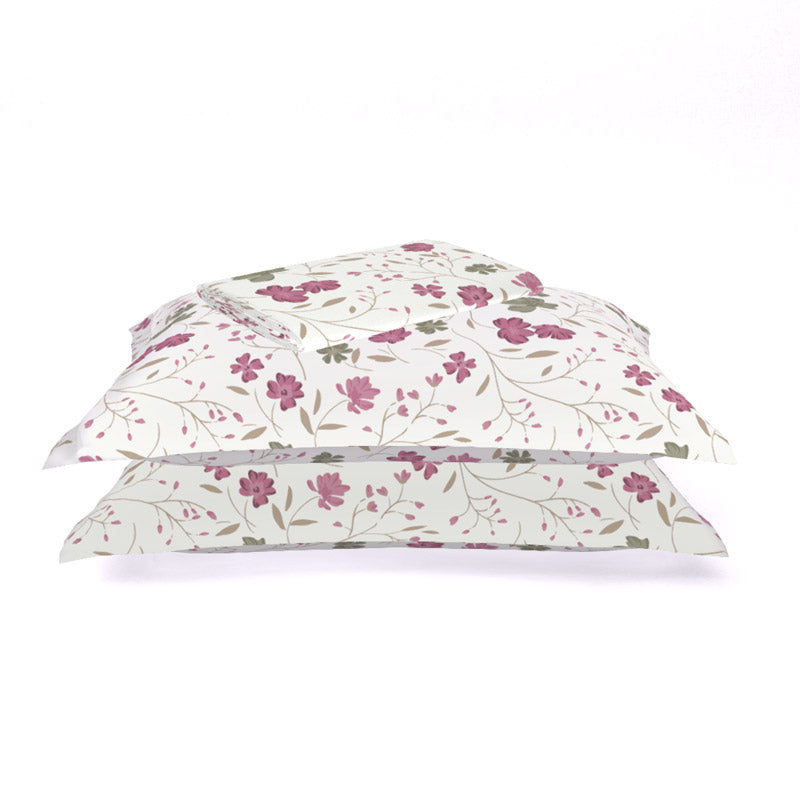 Buy Himeya Comfort Percale Blooms Bedsheet - Pink & Grey Bedsheets from Vaaree