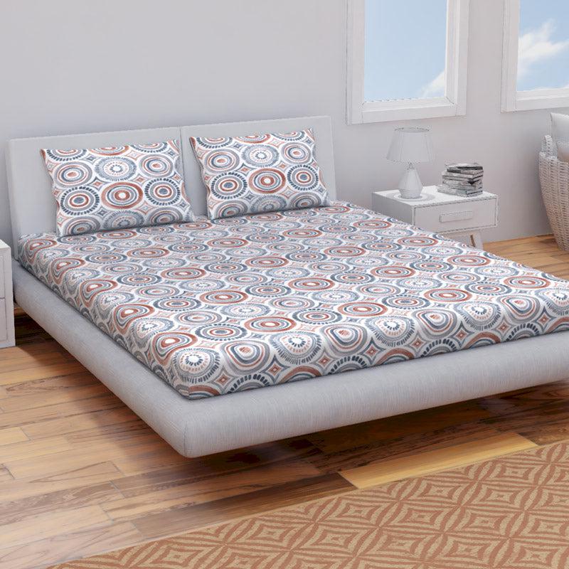 Buy Himeya Comfort Percale Africana Bedsheet - Red & Blue Bedsheets from Vaaree