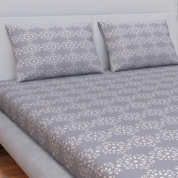 Buy Himeya Comfort Percale Gilded Trellis Bedsheet - Dark Grey Bedsheets from Vaaree