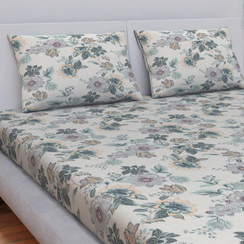 Buy Himeya Comfort Percale Jade Garden Bedsheet - Pale Green Bedsheets from Vaaree