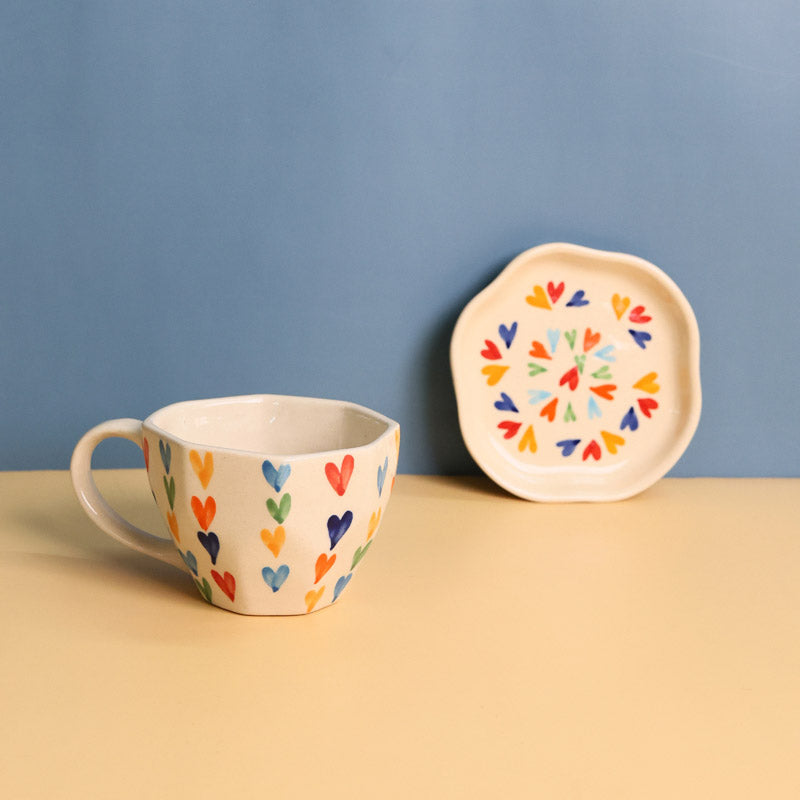 Buy Love Is Love Cup & Saucer (220 ML) - Two Piece Set Tea Cup & Saucer from Vaaree