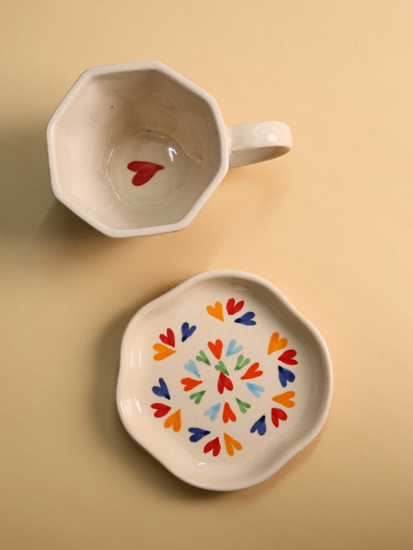 Buy Love Is Love Cup & Saucer (220 ML) - Two Piece Set Tea Cup & Saucer from Vaaree