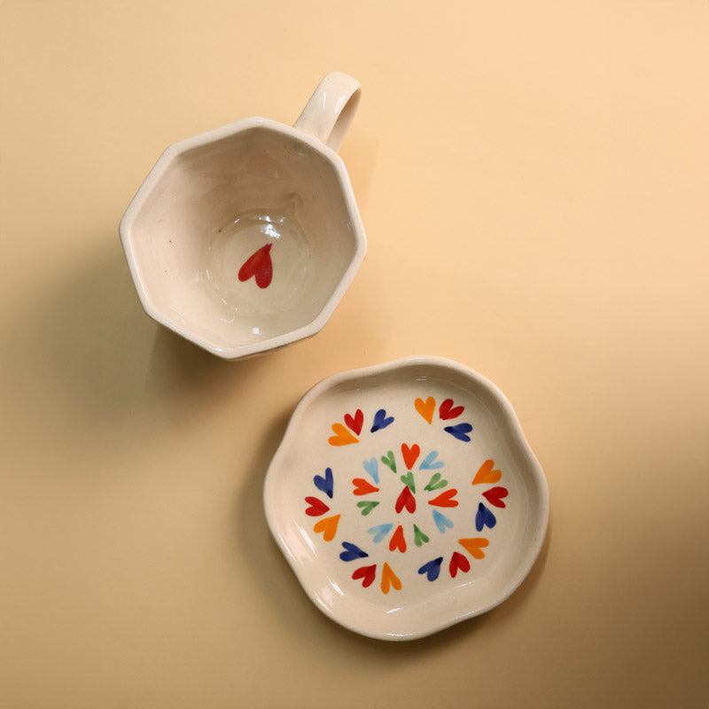 Buy Love Is Love Cup & Saucer (220 ML) - Two Piece Set Tea Cup & Saucer from Vaaree