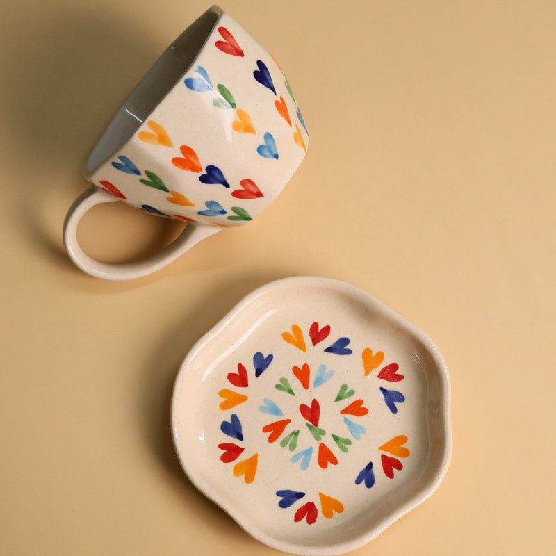 Buy Love Is Love Cup & Saucer (220 ML) - Two Piece Set Tea Cup & Saucer from Vaaree