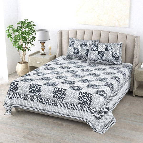 Buy Seraya Geometric Bedsheet - Grey Bedsheets from Vaaree