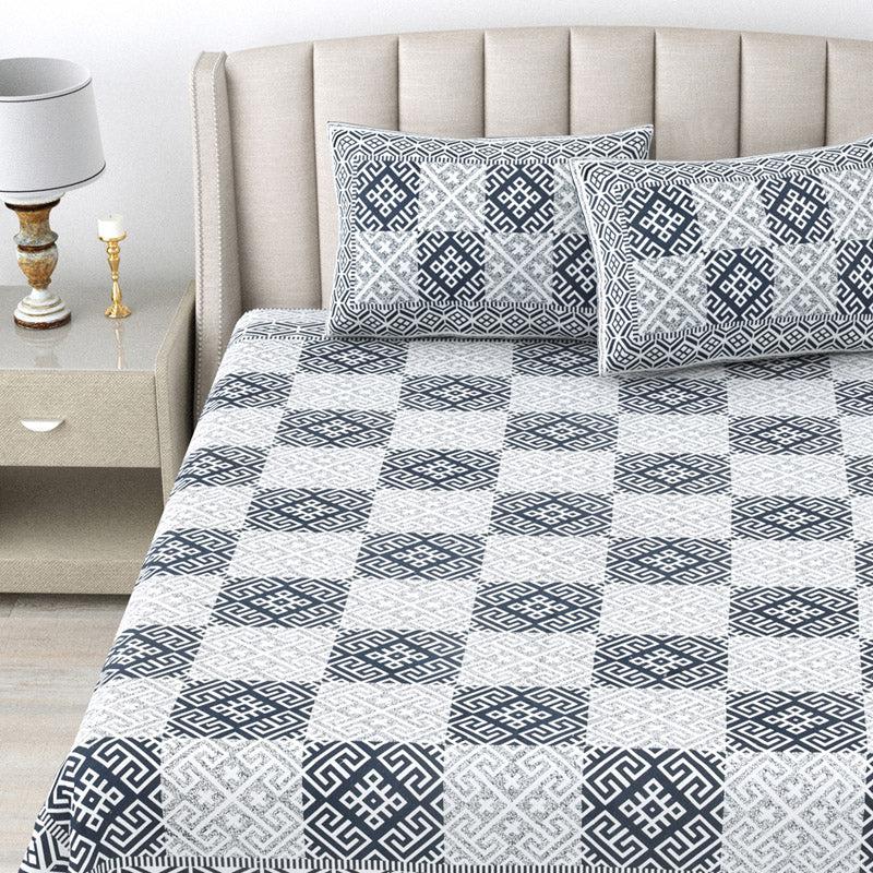 Buy Seraya Geometric Bedsheet - Grey Bedsheets from Vaaree