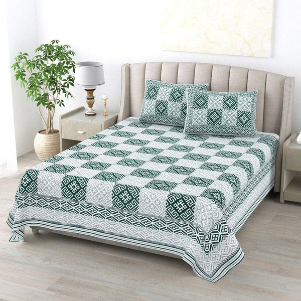 Buy Seraya Geometric Bedsheet - Green Bedsheets from Vaaree