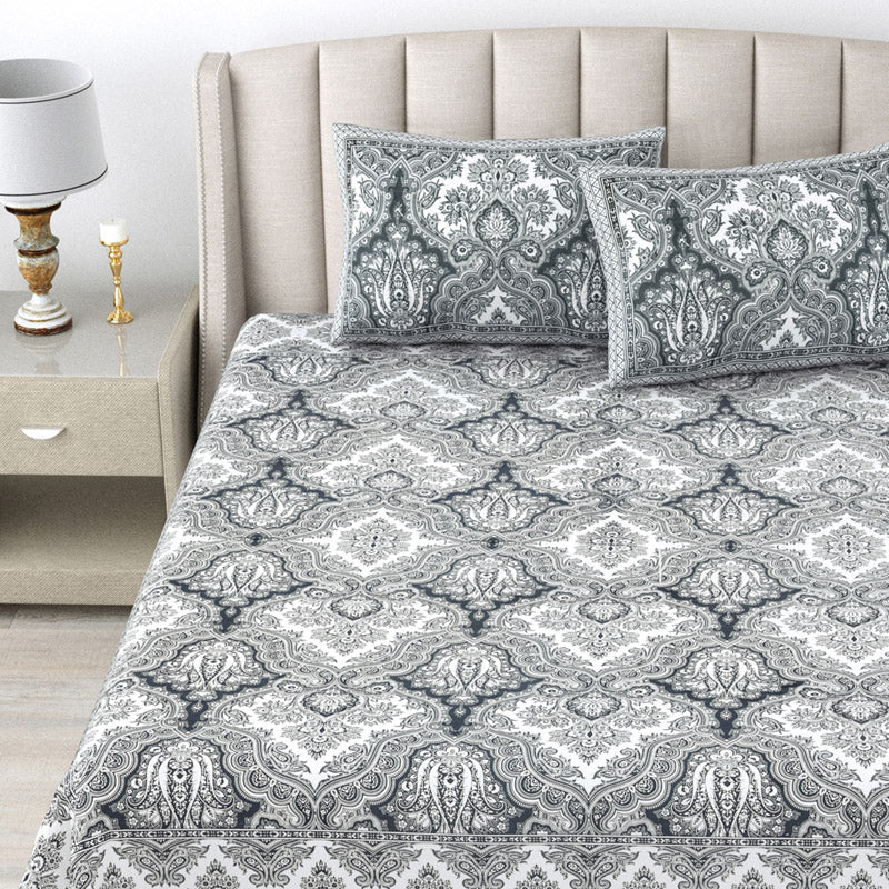 Buy Shavelle Ethnic Bedsheet - Grey Bedsheets from Vaaree