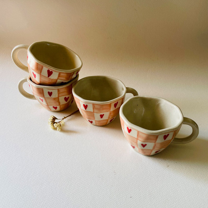 Buy Heart Blush Cup (240 ML) - Set Of Four Mug & Tea Cup from Vaaree