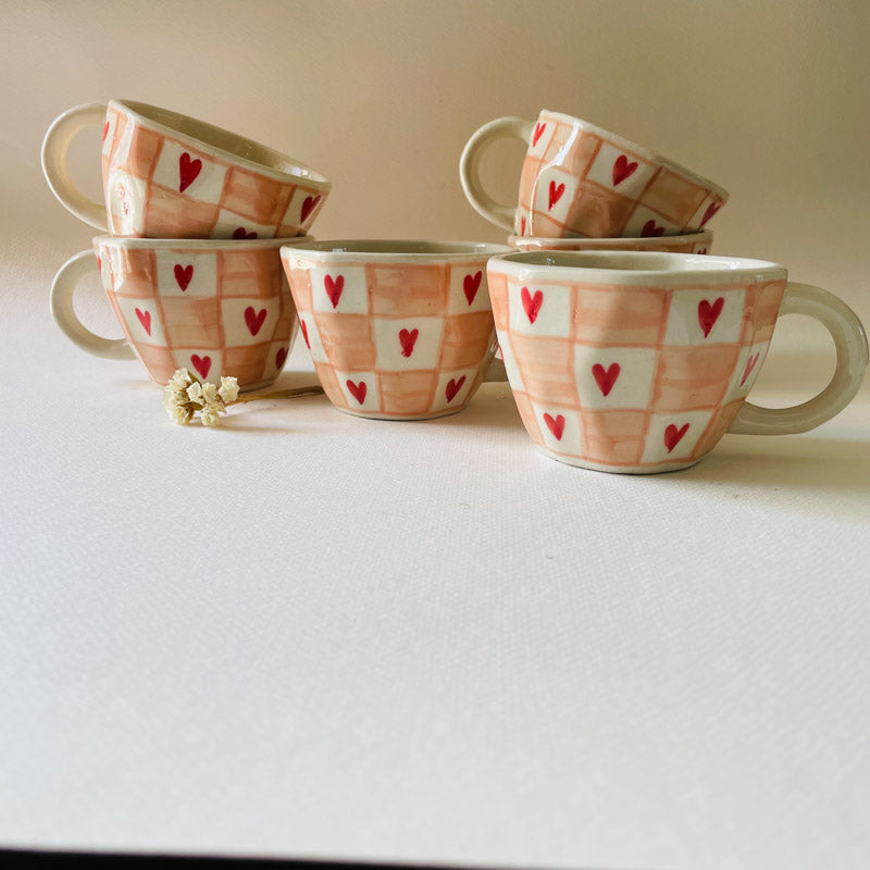 Buy Heart Blush Cup (240 ML) - Set Of Six Mug & Tea Cup from Vaaree