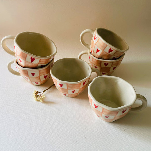 Buy Heart Blush Cup (240 ML) - Set Of Six Mug & Tea Cup from Vaaree