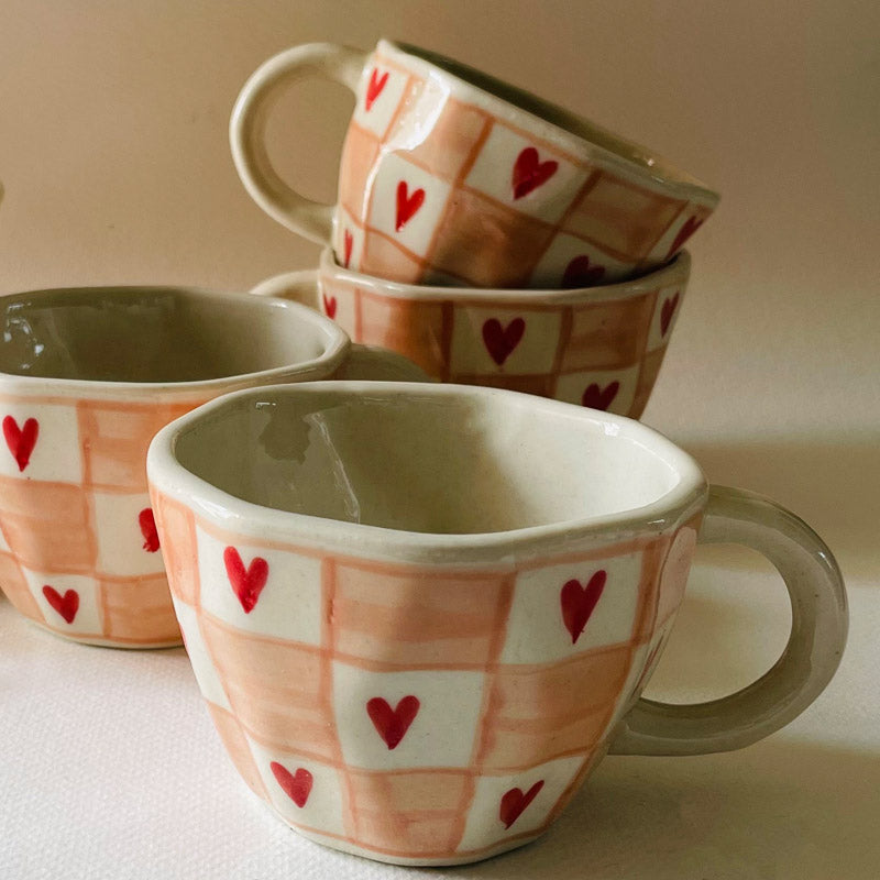 Buy Heart Blush Cup (240 ML) - Set Of Six Mug & Tea Cup from Vaaree